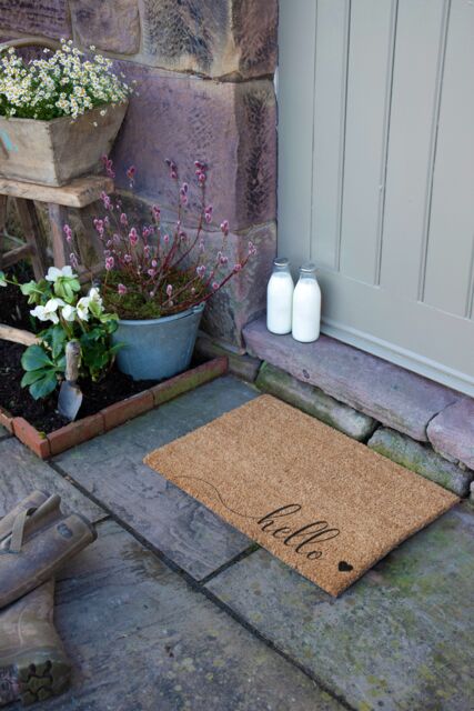 Artsy Mats Hello Scribble Heart Doormat in Beige - Size: 40 cm x 60 cm - image 1