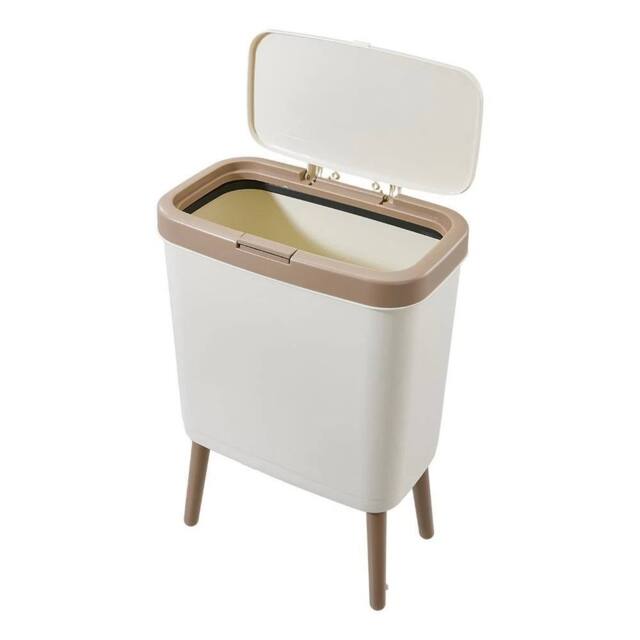 KORVIXA Creamy White Trash Can Narrow Garbage Bin in Beige - Size: 100 cm - image 1