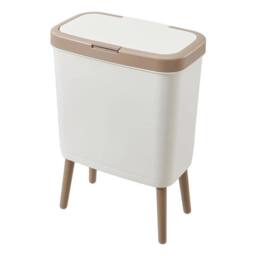KORVIXA Creamy White Trash Can Narrow Garbage Bin in Beige - Size: 100 cm - thumbnail 4