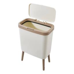 KORVIXA Creamy White Trash Can Narrow Garbage Bin in Beige - Size: 100 cm - thumbnail 1