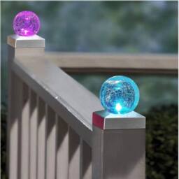 FLAVORA 2 Pack Multicolor Solar Crackle Ball Fence Post LED Lights in Clear - Size: 100 cm - thumbnail 2