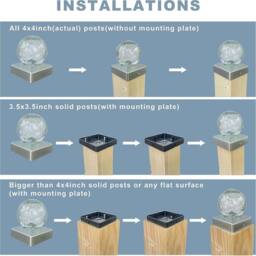 FLAVORA 2 Pack Multicolor Solar Crackle Ball Fence Post LED Lights in Clear - Size: 100 cm - thumbnail 5