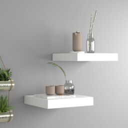 Berkfield Home Floating Wall Shelves 2 pcs White 23x23.5x3.8 cm MDF - thumbnail 1