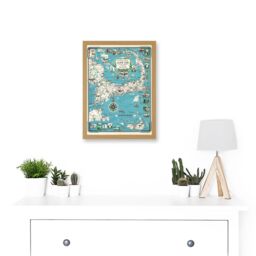 Artery8 1949 Cape Cod Nantucket Massachusetts Pictorial Map Chase A4 Artwork Framed Wall Art Print in Light Oak - thumbnail 2