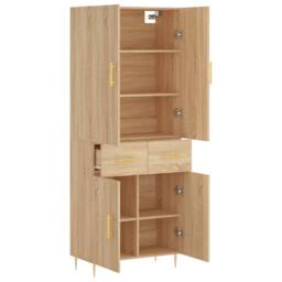 Berkfield Home Highboard Sonoma Oak 69.5x34x180 cm Engineered Wood in Brown - thumbnail 4