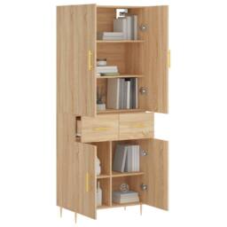 Berkfield Home Highboard Sonoma Oak 69.5x34x180 cm Engineered Wood in Brown - thumbnail 3