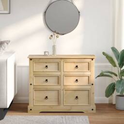 Berkfield Home Beautiful Chest of Drawers Corona 110x43x91 cm Solid Wood Pine in Light Brown - Size: 110 x 43 x 91 cm - thumbnail 1