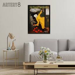 "Artery8 Cappiello Coffee Victoria Arduino French Ad Framed Canvas Wall Art Print in Yellow - Size: W12"" x H16""" - thumbnail 3