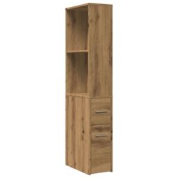 Berkfield Home Narrow Bathroom Cupboard with Wheels Artisian Oak Engineered Wood in Brown - thumbnail 2