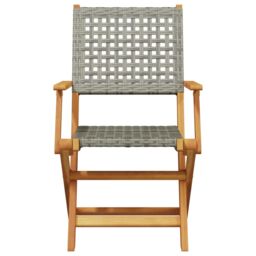 Berkfield Home Garden Chairs 2 pcs Grey Solid Wood Acacia & Poly Rattan - thumbnail 5
