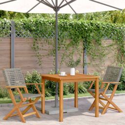 Berkfield Home Garden Chairs 2 pcs Grey Solid Wood Acacia & Poly Rattan - thumbnail 3