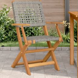Berkfield Home Garden Chairs 2 pcs Grey Solid Wood Acacia & Poly Rattan - thumbnail 1