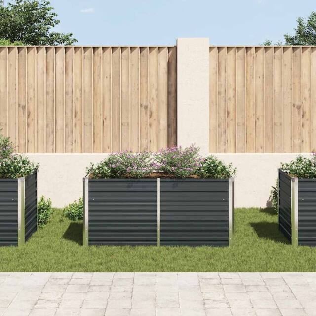 Berkfield Home Raised Garden Bed Anthracite 160x80x77 cm Galvanised Steel in Charcoal - Size: 160 x 80 x 77 cm - image 1