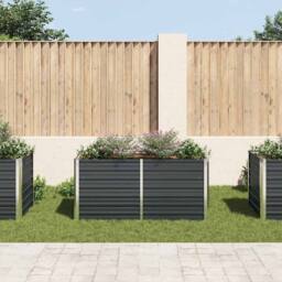 Berkfield Home Raised Garden Bed Anthracite 160x80x77 cm Galvanised Steel in Charcoal - Size: 160 x 80 x 77 cm