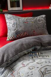 Catherine Lansfield 'Game Over' Glow in the Dark Fleece Duvet Cover Set in Black - Size: Single - thumbnail 3