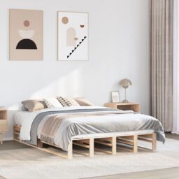 Berkfield Home Bed Frame without Mattress 150x200 cm King Size Solid Wood Pine in Brown - thumbnail 1