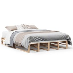 Berkfield Home Bed Frame without Mattress 150x200 cm King Size Solid Wood Pine in Brown - thumbnail 2
