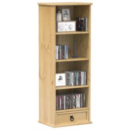 Berkfield Home CD Cabinet Corona 40x30x110 cm Solid Wood Pine in Brown - Size: 40 x 30 x 110 cm