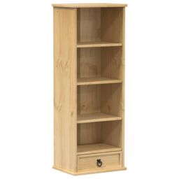 Berkfield Home CD Cabinet Corona 40x30x110 cm Solid Wood Pine in Brown - Size: 40 x 30 x 110 cm - thumbnail 2