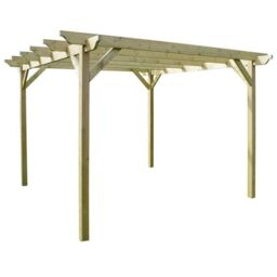 Rutland County Garden Furniture Ltd Garden Pergola - Wood - L480 x W480 x H270 cm - Rustic Brown in Light Green - thumbnail 1