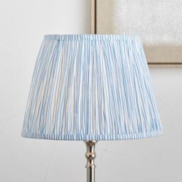 Ruma Blue Stripe Mushroom Pleat Tapered Lampshade - Size: 12 inches