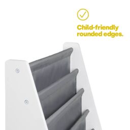 LIVIVO Natural Kids Bookshelf 4 Tier Sling Book Storage Rack in Grey - thumbnail 4