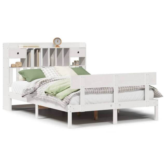 Berkfield Home Bookcase Bed without Mattress White 140x190 cm Solid Wood Pine - image 1
