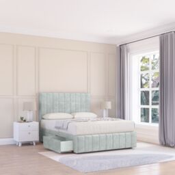 "Sloomy California Divan Bed Base Slate Naples 4 Drawers 12"" Footboard & 54"" Floor Standing Headboard in Silver - Size: Super King" - thumbnail 1