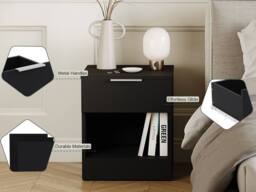 Home Discount Vida Designs Trega 1 Drawer Bedside Cabinet Space saving, Set Of 2 in Black - thumbnail 4