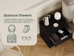 Home Discount Vida Designs Trega 1 Drawer Bedside Cabinet Space saving, Set Of 2 in Black - thumbnail 5
