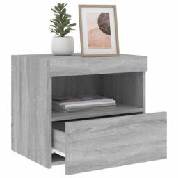 Berkfield Home Bedside Cabinet with LED Lights Grey Sonoma 50x40x45 cm - Size: 50 x 40 x 45 cm - thumbnail 5