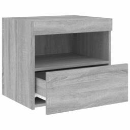 Berkfield Home Bedside Cabinet with LED Lights Grey Sonoma 50x40x45 cm - Size: 50 x 40 x 45 cm - thumbnail 7