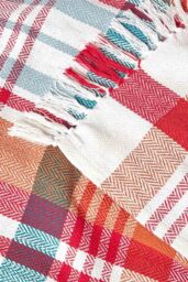 Homescapes Tartan 100% Cotton Falun Throw in Red - Size: 225 cm x 255 cm - thumbnail 5