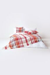 Homescapes Tartan 100% Cotton Falun Throw in Red - Size: 225 cm x 255 cm - thumbnail 3