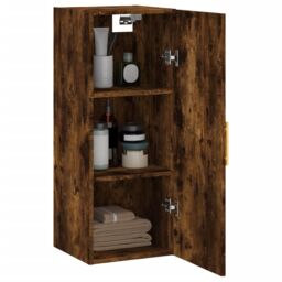Berkfield Home Wall Mounted Cabinet Smoked Oak 34.5x34x90 cm in Brown - thumbnail 5