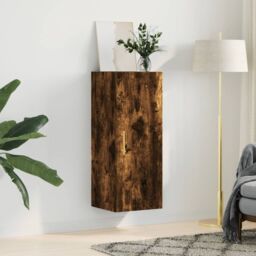 Berkfield Home Wall Mounted Cabinet Smoked Oak 34.5x34x90 cm in Brown - thumbnail 3