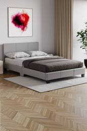 Home Discount Vida Designs Lisbon Faux Leather Bed Frame UKFR Fabric with Mattress in Grey - Size: Small Double - thumbnail 1