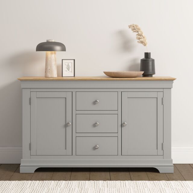Seconique Bordeaux 2 Door 3 Drawer Sideboard (Fully Assembled) in Light Grey - image 1