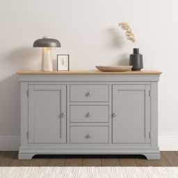 Seconique Bordeaux 2 Door 3 Drawer Sideboard (Fully Assembled) in Light Grey - thumbnail 1