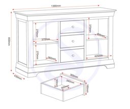 Seconique Bordeaux 2 Door 3 Drawer Sideboard (Fully Assembled) in Light Grey - thumbnail 8