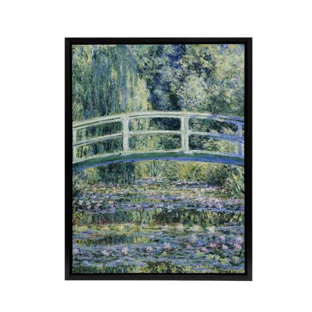 "Artery8 Water Lilies & Japanese Bridge Monet Vintage Framed Canvas Wall Art in Green - Size: W12"" x H16""" - image 1