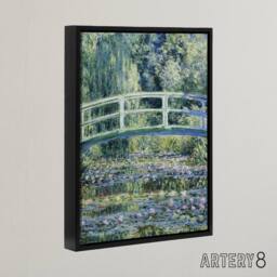 "Artery8 Water Lilies & Japanese Bridge Monet Vintage Framed Canvas Wall Art in Green - Size: W12"" x H16""" - thumbnail 2