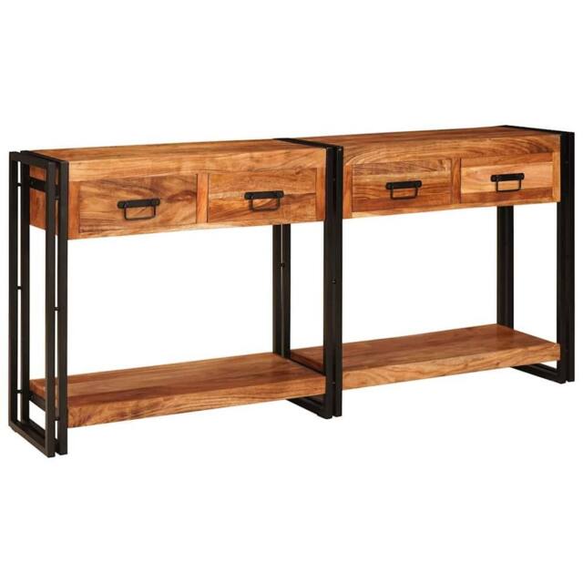 Berkfield Home Console Tables 2 pcs Brown 160 x 33 x 75 cm Solid acacia wood - image 1
