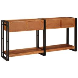 Berkfield Home Console Tables 2 pcs Brown 160 x 33 x 75 cm Solid acacia wood - thumbnail 6