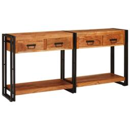 Berkfield Home Console Tables 2 pcs Brown 160 x 33 x 75 cm Solid acacia wood - thumbnail 7