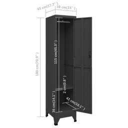 Berkfield Home Locker Cabinet Anthracite 38x45x180 cm Steel in Charcoal - Size: 38 x 45 x 180 cm - thumbnail 8