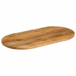 Berkfield Home Table Top 90x40x3.8 cm Oval Solid Wood Mango in Brown - thumbnail 2