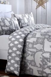 Fusion 'Arctic Animals' Christmas Duvet Cover Set in Grey - Size: Double - thumbnail 1