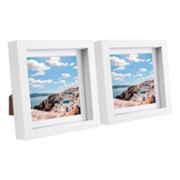 "Nicola Spring 6"" x 6"" White 3D Box Photo Frames - 4"" x 4"" Mount - Pack of 2" - thumbnail 1