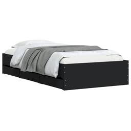 Berkfield Home Bed Frame with Drawers without Mattress Black 75x190 cm Small Single - thumbnail 3